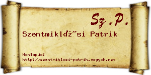 Szentmiklósi Patrik névjegykártya