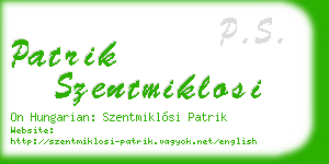 patrik szentmiklosi business card