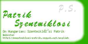 patrik szentmiklosi business card